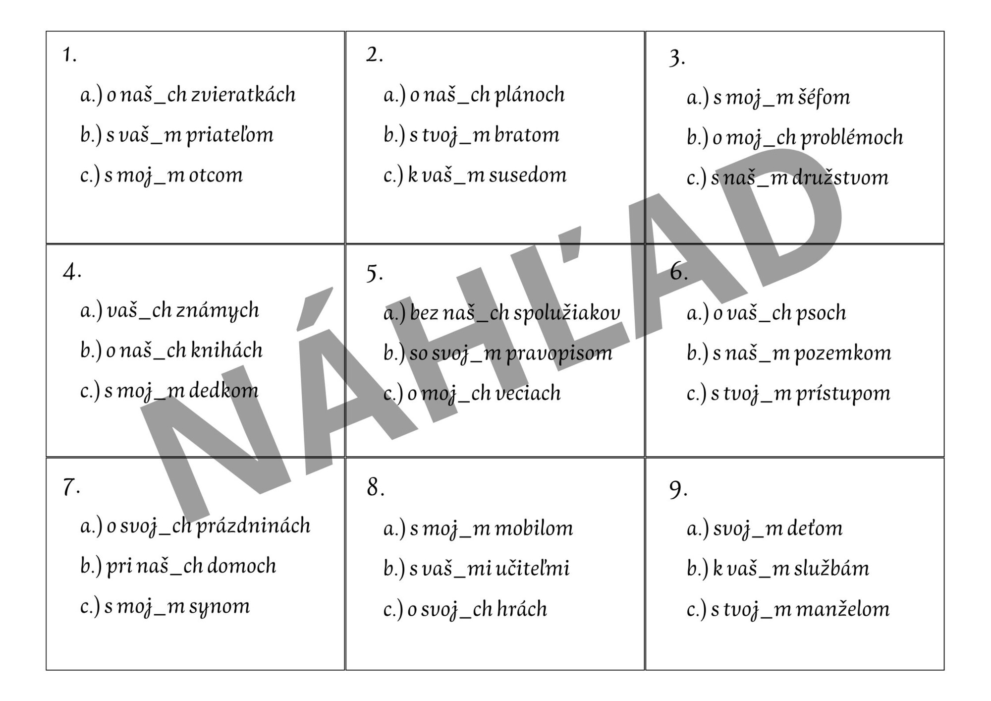 Pravopis privlastňovacích zámen - zblúdilec - Slovenský jazyk ...
