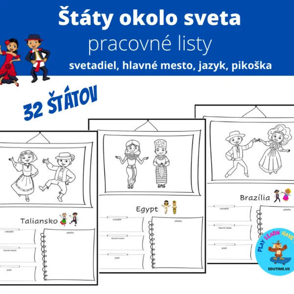 Štáty Okolo Sveta - pracovné listy 1