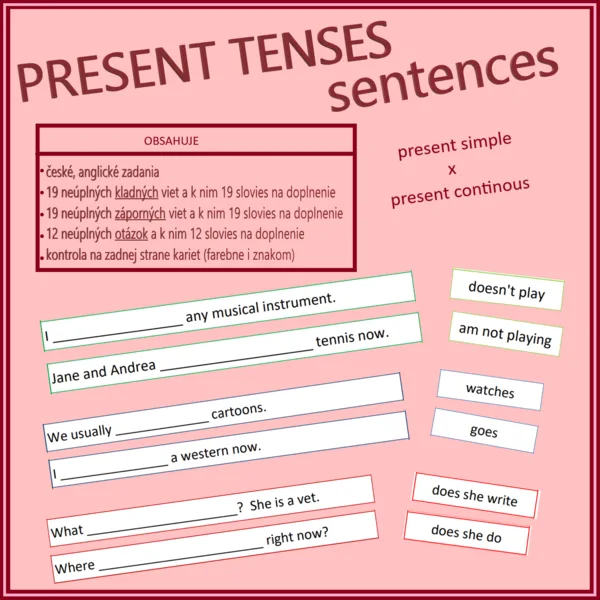 Present tenses - sentences 1