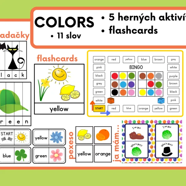 COLORS - 5 obľúbených hier + flashcards 1