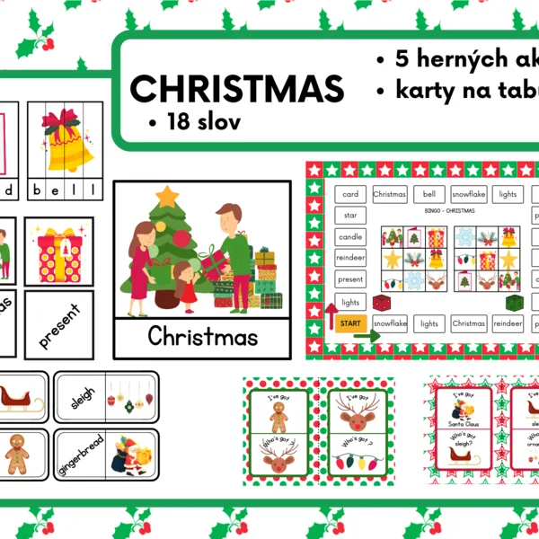CHRISTMAS - 5 obľúbených hier + karty  na tabuľu 1