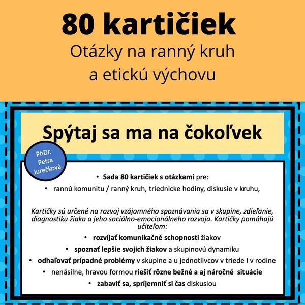 Sada 80 kartičiek s otázkami na komunitný kruh alebo etickú výchovu 1