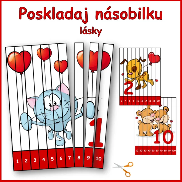Poskladaj násobilku LÁSKY 1