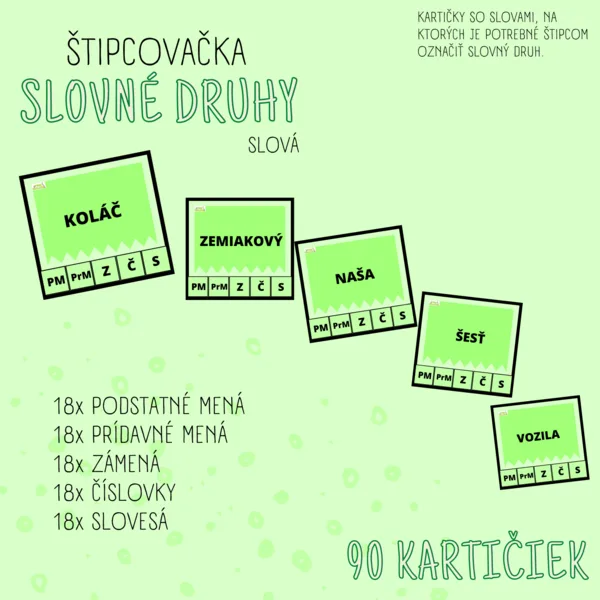 Štipcovačka SLOVNÉ DRUHY - Slová 1