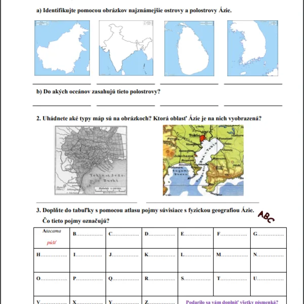 Pracovný list - FYZICKÁ GEOGRAFIA ÁZIE 1