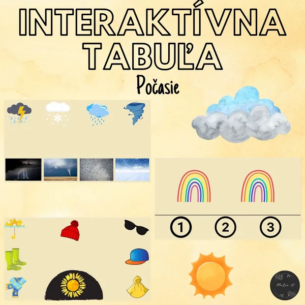 Počasie, interaktívna tabuľa 1