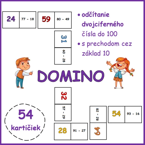 DOMINO - dvojciferné číslo do 100, s prechodom 1