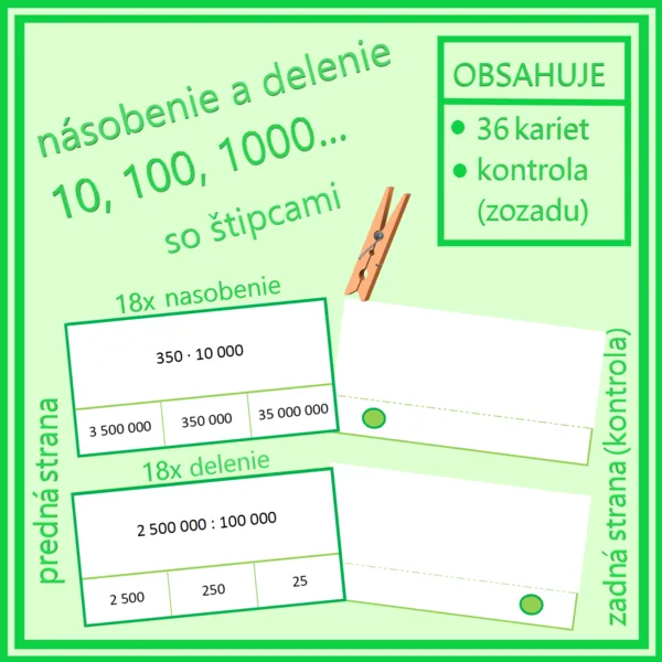 Násobenie a delenie 10, 100, 1 000… so štipcami 1