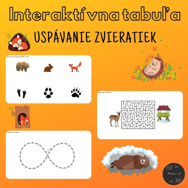Uspávanie zvieratiek, interaktívna tabuľa 1