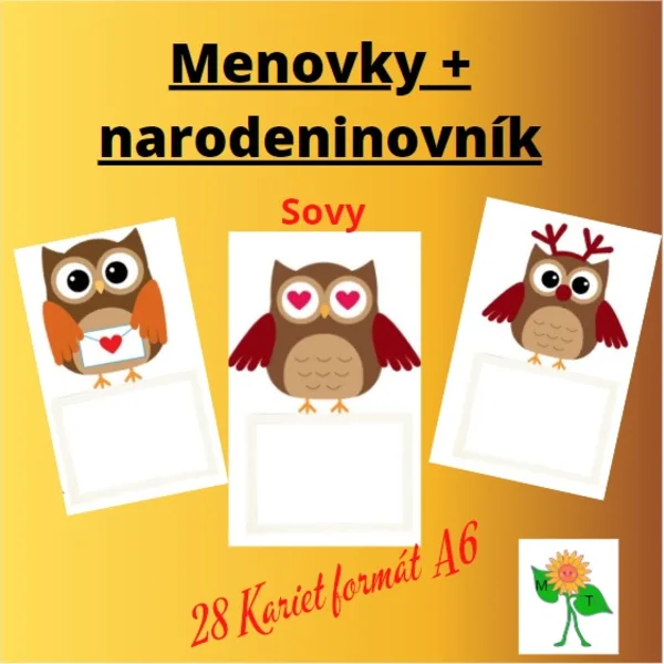 Sovy - menovky + narodeninovník 1