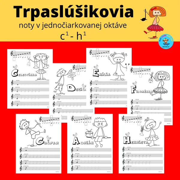 Trpaslúšikovia - noty v jednočiarkovanej oktáve 1