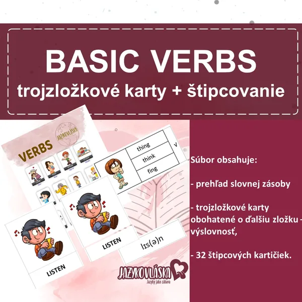 Basic verbs trojzložkové karty a štipcovanie 1
