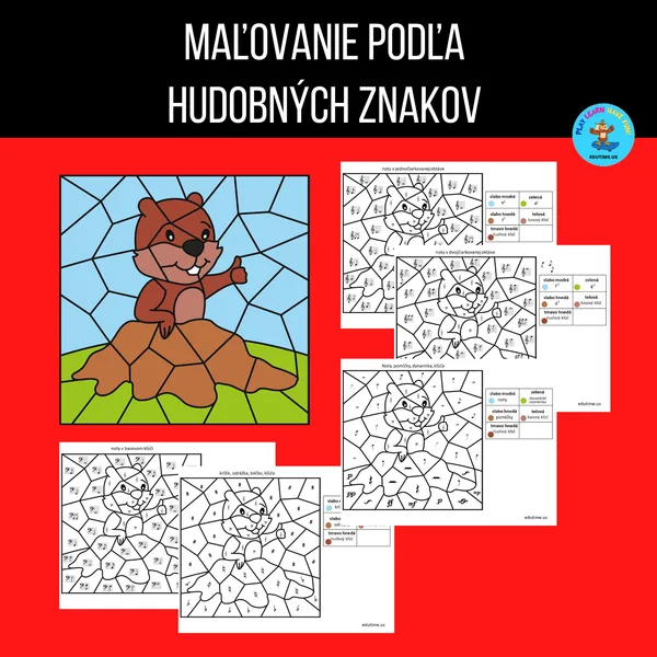Maľujeme podľa hudobných znakov - malý bobrík 1