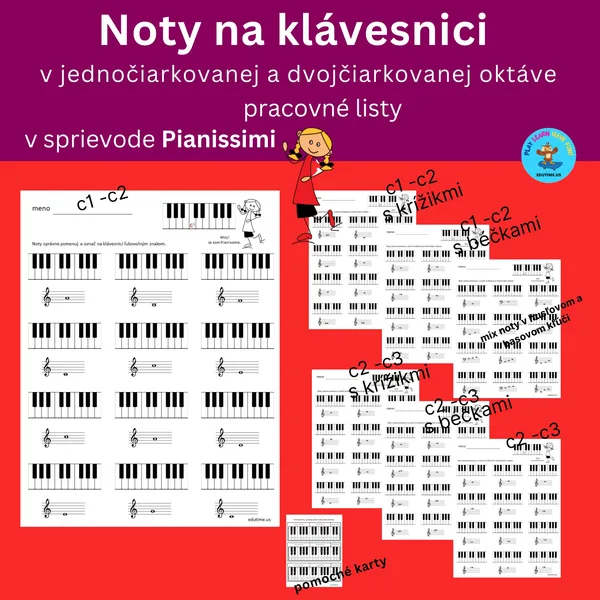 Noty na klávesnici - pracovné listy s Pianissimou 1