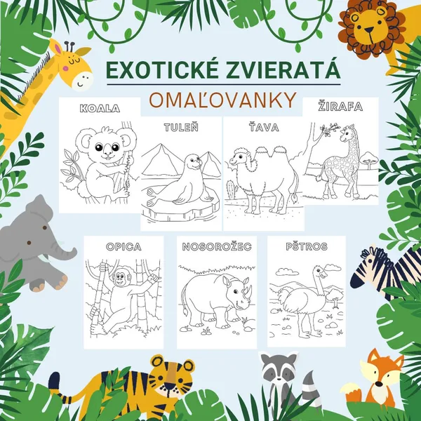 Exotické zvieratá - omaľovanky 1