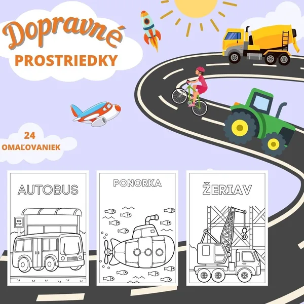Dopravné prostriedky - omaľovanky 1