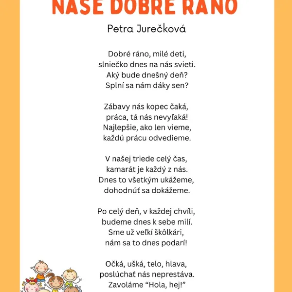 DOBRÉ RÁNO- motivačná básnička 1