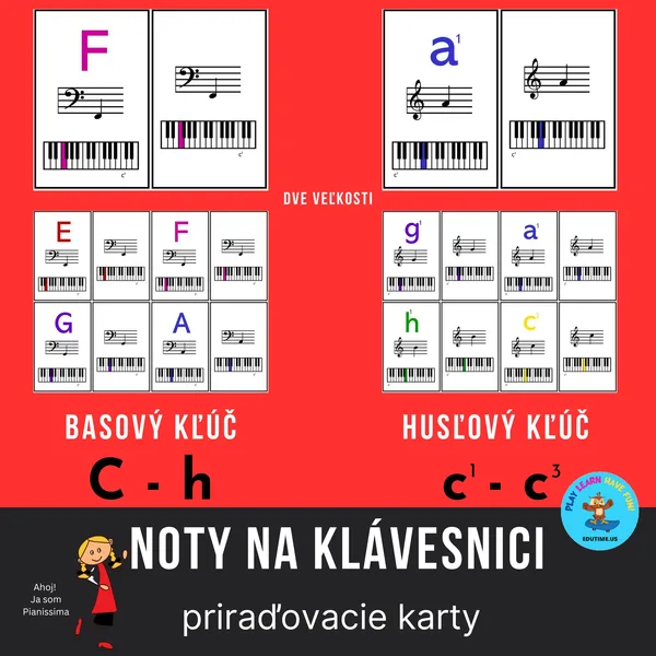 Noty na klávesnici - priraďovacie karty 1
