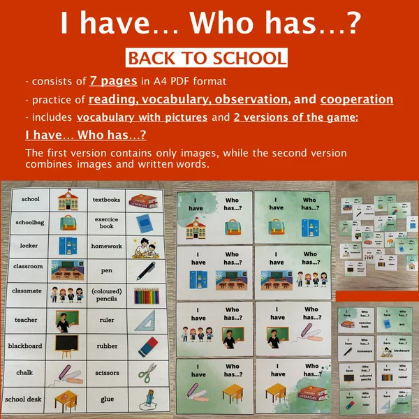 I have... Who has...? Back to school 1