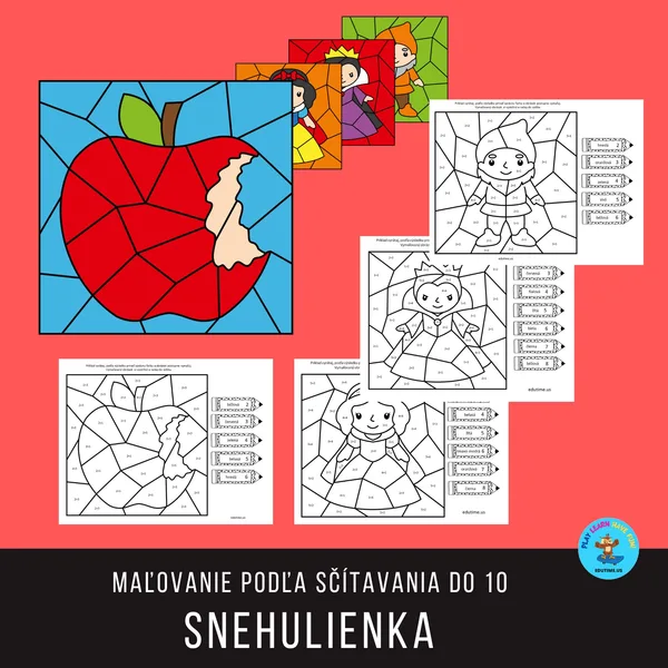 Maľovanie podľa sčítavania do 10 - Snehulienka 1