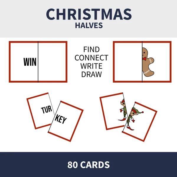 ENG - CHRISTMAS HALVES (rozpolené slovíčka, rozpolené obrázky) 1