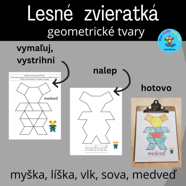 Lesné zvieratká - geometrické tvary 1