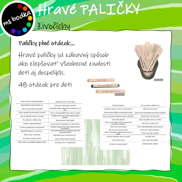 Hravé PALIČKY - živočíchy 1