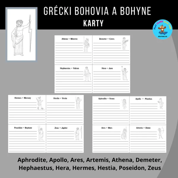 Grécki bohovia a bohyne - kartičky 1