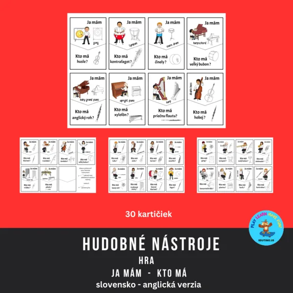 Hudobné nástroje - hra Ja mám, kto má 1