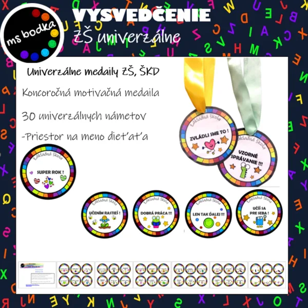Vysvedčenie ZŠ,ŠKD MEDAILY uni 1