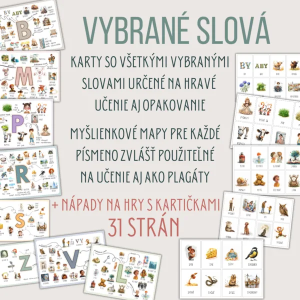 Vybrané slová hravo - kartičky aj myšlienkové mapy pre hravé učenie aj opakovanie 1
