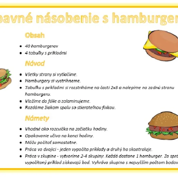 Zábavné násobenie s hamburgermi 1