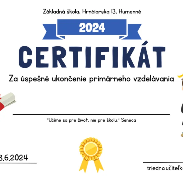 Cetifikát k ukončeniu primárneho vzdelávania 1
