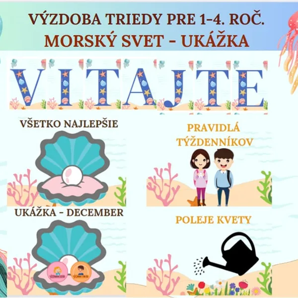 ⛵️SÚBOR: VÝZDOBA TRIEDY - MORSKÝ SVET PRE 1-4 ROČNÍK (66 strán) ⛵️2024/25 1