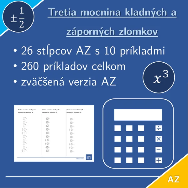 Tretia mocnina kladných a záporných zlomkov | matematika | 26 stĺpcov  1