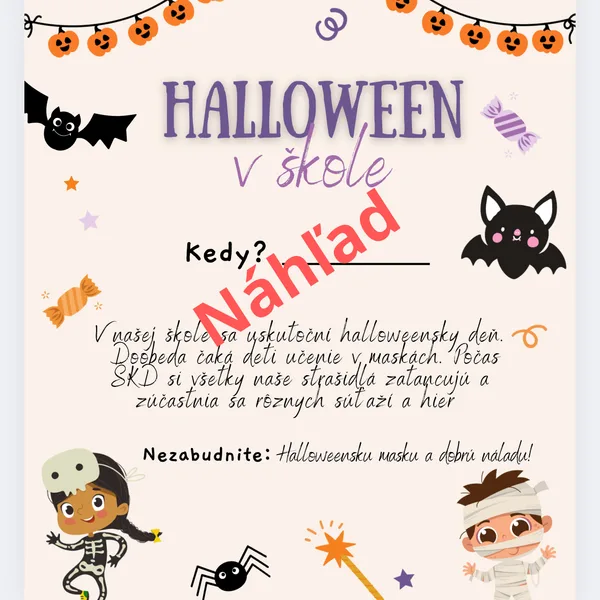 Halloween pozvánka a diplom 1