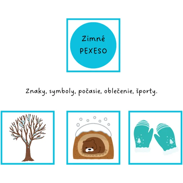 Zima - PEXESO - Znaky, symboly, počasie, oblečenie, športy. 1