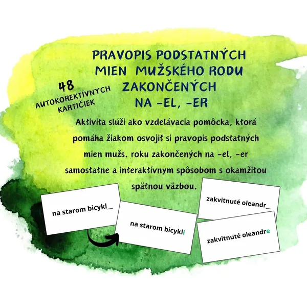 Pravopis pods. mien mužs. rodu zakončených na -er, -el - autokorektívne kartičky 1