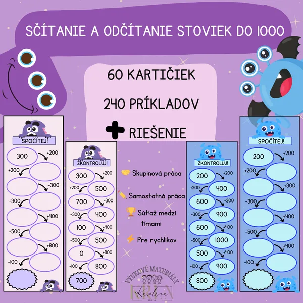 SČÍTANIE A ODČÍTANIE STOVIEK DO 1000 1