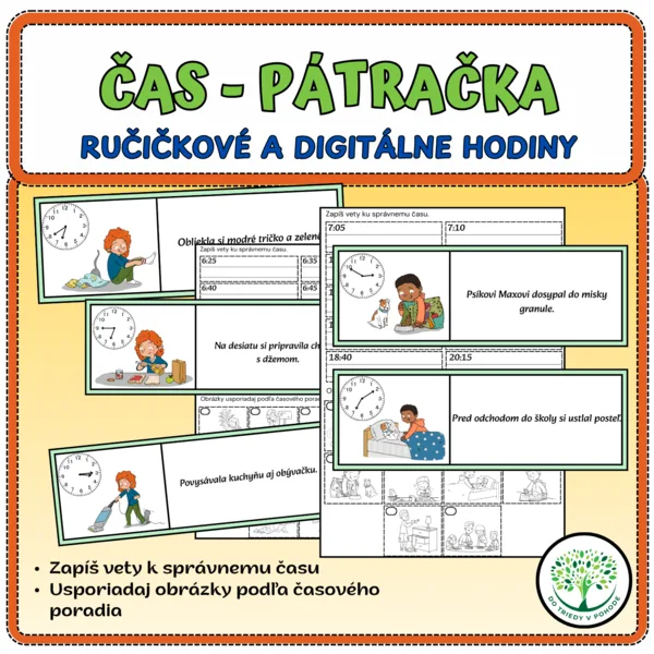 ČAS - PÁTRAČKA - RUČIČKOVÉ A DIGITÁLNE HODINY 1