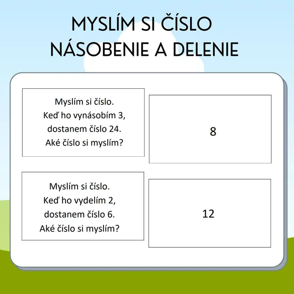 Myslím si číslo - násobenie, delenie 1