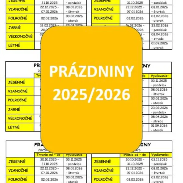 Termínovník prázdnin na rok 2025/2026 1
