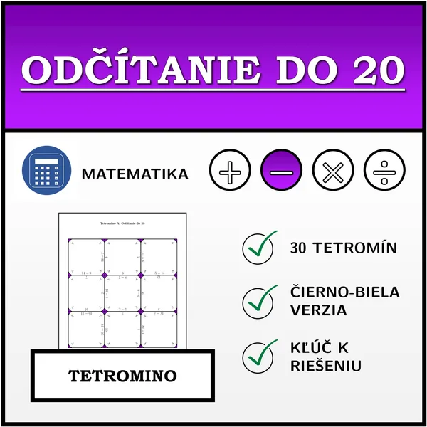 Tetromino - Odčítanie do 20 | matematika 1