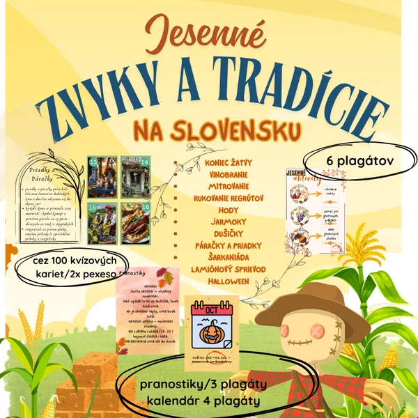 Jesenné zvyky a tradície na Slovensku/jeseň, výzdoba, nástenka, kvíz, tradície, kartičky, pexeso  1