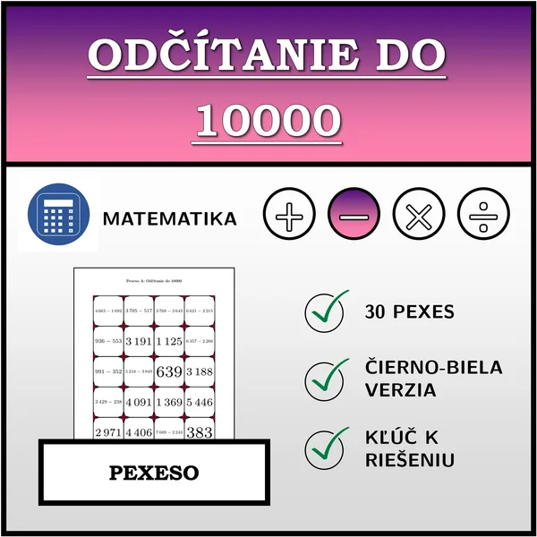 Pexeso - Odčítanie do 10000 | matematika 1