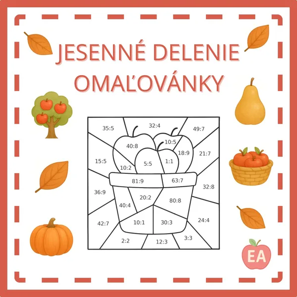 Jesenné delenie - omaľovánky 1