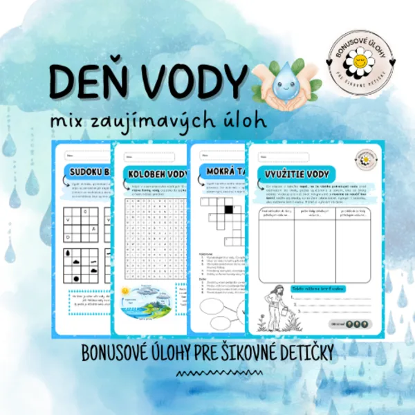 Deň vody mix úloh - Bonusové úlohy pre šikovné detičky 1