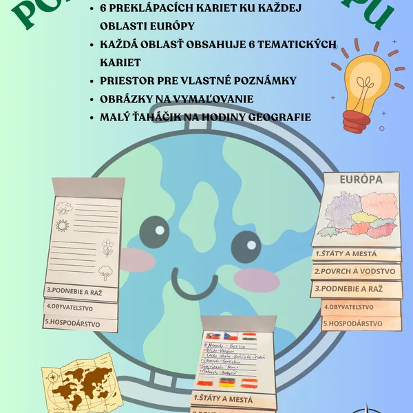 Poznávame Európu - preklápacie karty oblastí Európy pre 7. ročník  1