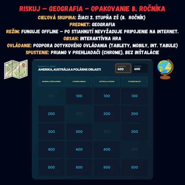 Riskuj! – Geografia – Opakovanie 8. ročníka 1