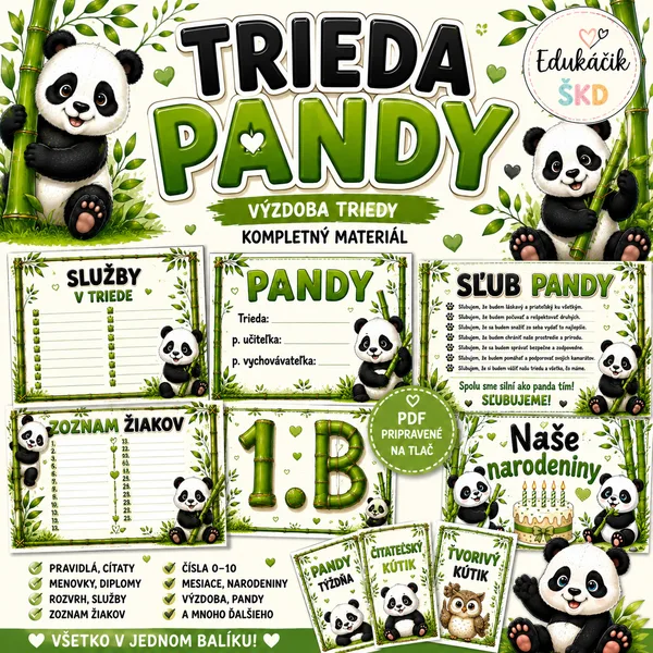 🐼 Výzdoba triedy – PANDY 🐼 1